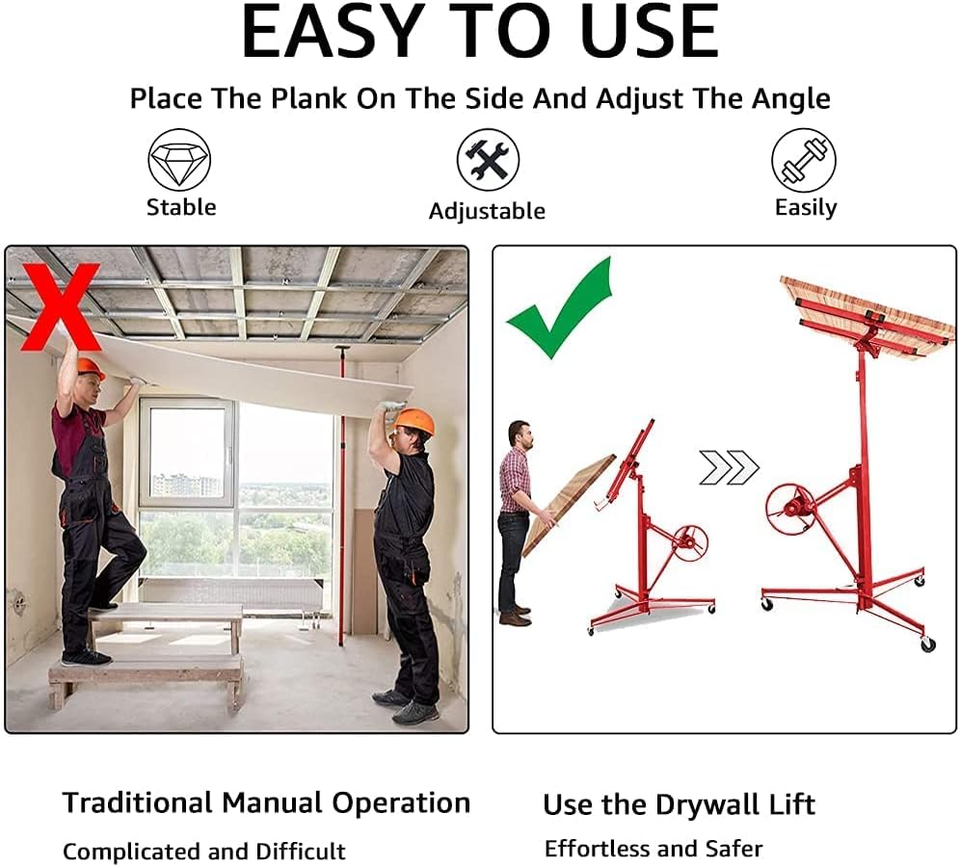 Drywall Lift Panel Portable 11FT Sheetrock Lift Rolling Panel Hoist