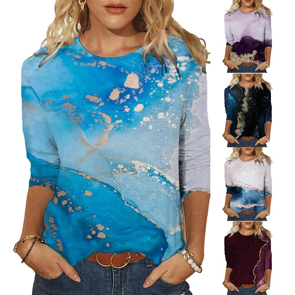 Plus Size Women's 3/4 Sleeve T-Shirt Tee Ladies Summer Casual Loose  Blouse Tops | eBay
