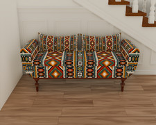 Panca ottomana etnica organizer da ingresso con braccioli, panca pedana, divano curvo