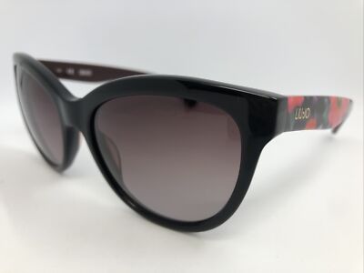 Liu Jo LJ629S Cat Eye Sunglasses Ebony Floral Temples Gradient Lenses NEW Liu Jo LJ629S 001 Black With Flowers 54.18.135 Women main image 3