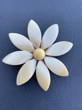 Vintage 1960's - 1970's Ivory Colored Flower Enamel Clip for Hair 2 1/2"