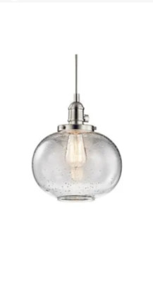 Kichler Avery 10'' Wide Mini Pendant with Clear Seedy Glass Shade Brushed Nickel