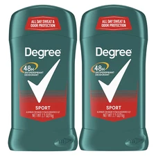 2 PACK MEN ANTIPERSPIRANT DEODORANT DEGREE STICK SPORT 48 HOUR PROTECTION 2.7 oz
