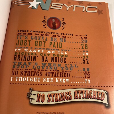 NSYNC songbook No Strings Attached 83 pg Piano w/pictures Justin