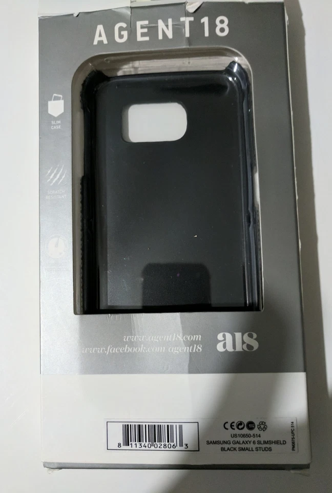 Funda protectora delgada para teléfono celular Agent 18 Samsung Galaxy S6 negra tachuelas pequeñas Foto 3 de 3