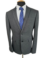 Express Photographer Fitted Gray Stretch Cotton Blend Sport Coat Blazer 38S