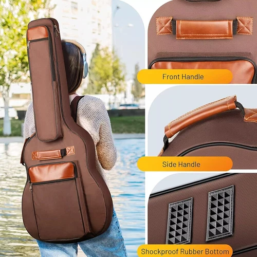 Hard Case for Acoustic Guitar Bag 4 Pockets Resistent Oxford Cloth Waterproof - Picture 7 of 11