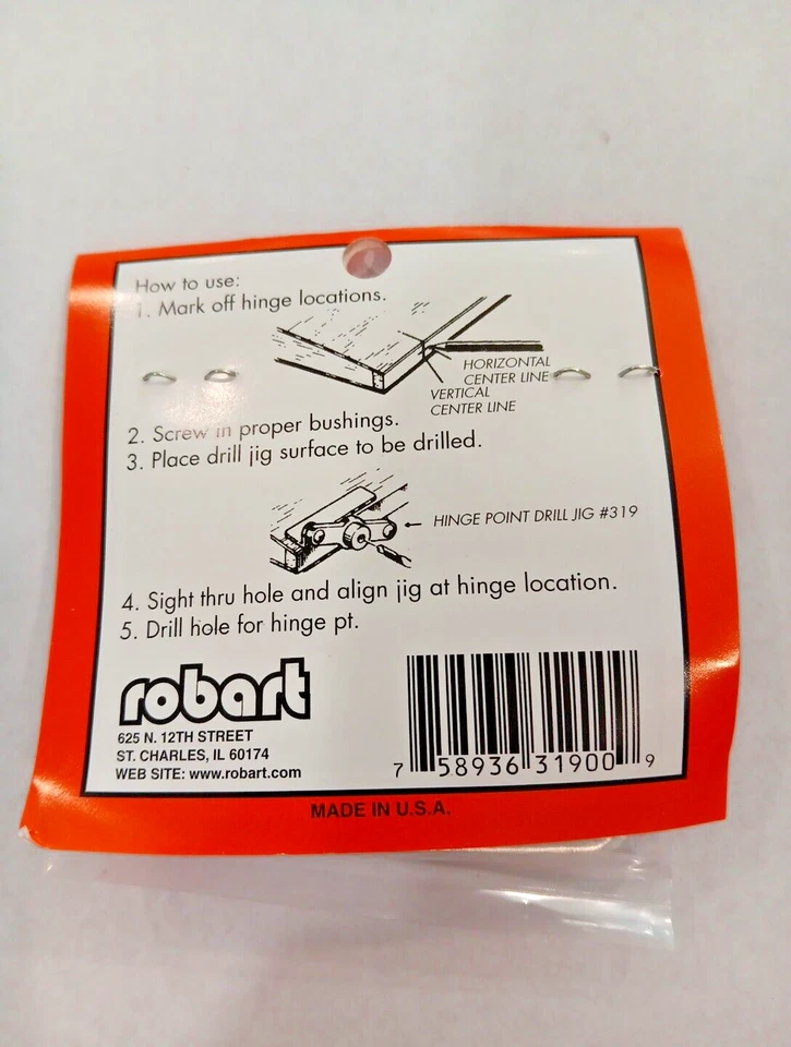 ROBART  NEW IN PKG.!!! #319- Hinge Point Drill Jig - Image 2 of 2