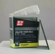 New! Grip Rite 16 Gauge Finish Nails 2-1/2" Straight,  1000 pcs