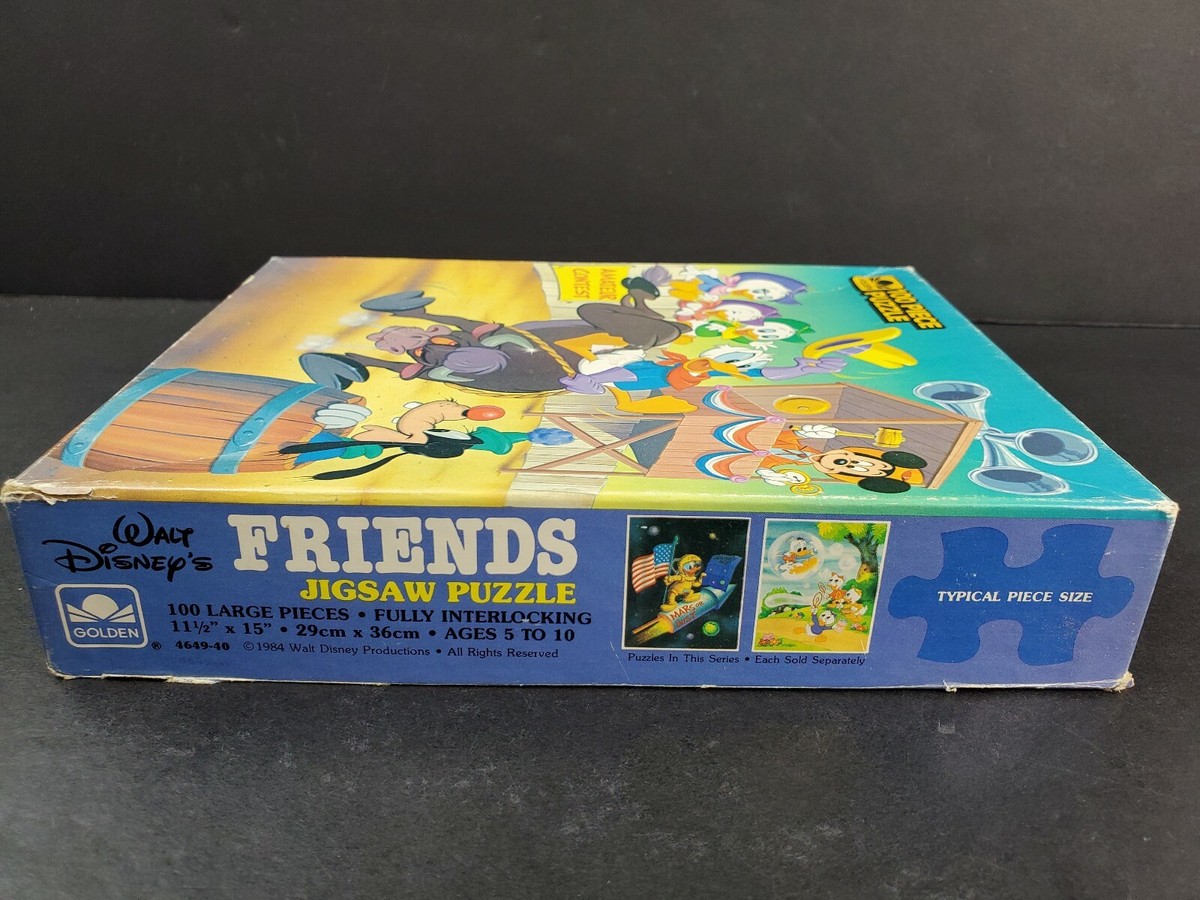 Vintage Disney Golden 100 Pcs Puzzle Mickey Donald Goofy Friends