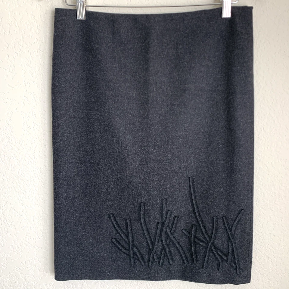 Falda Lápiz Alberta Ferretti EE. UU. 8 Hasta la Rodilla Gris Jaspeado Detalle Italia