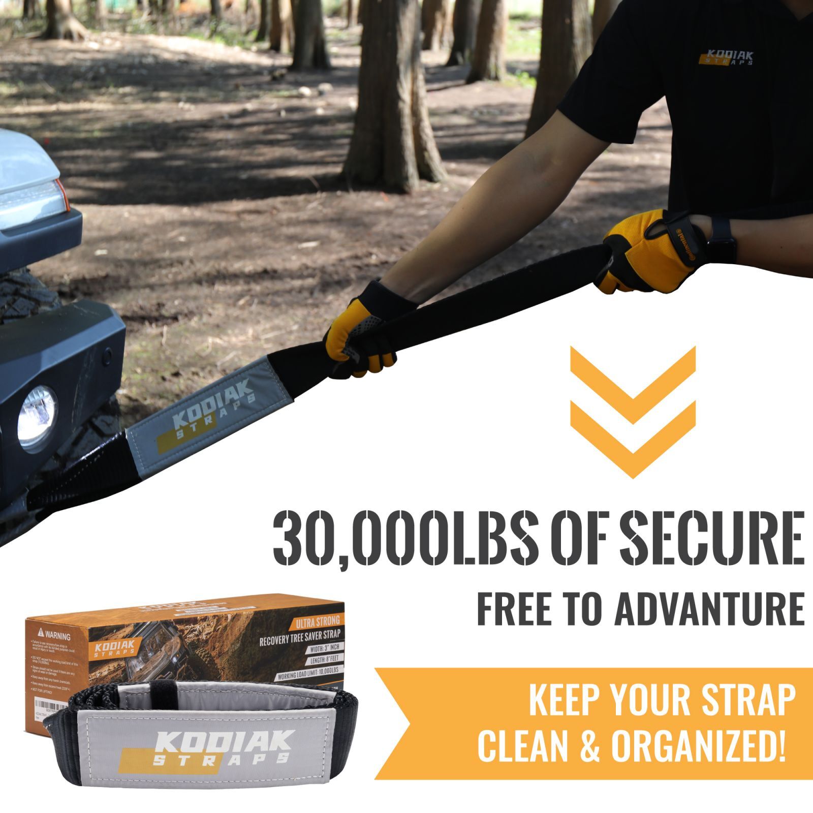 3" x 8' Tow Strap 3,5000lbs Tree Saver Winch Strap Heavy Duty