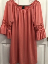 womens Win Win size L-XL orange ruffle sleeve tunic top