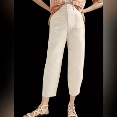 NWT Anthropologie x EDWIN Women s Clio Utility Oyster Cream Pants - Size 28 inch