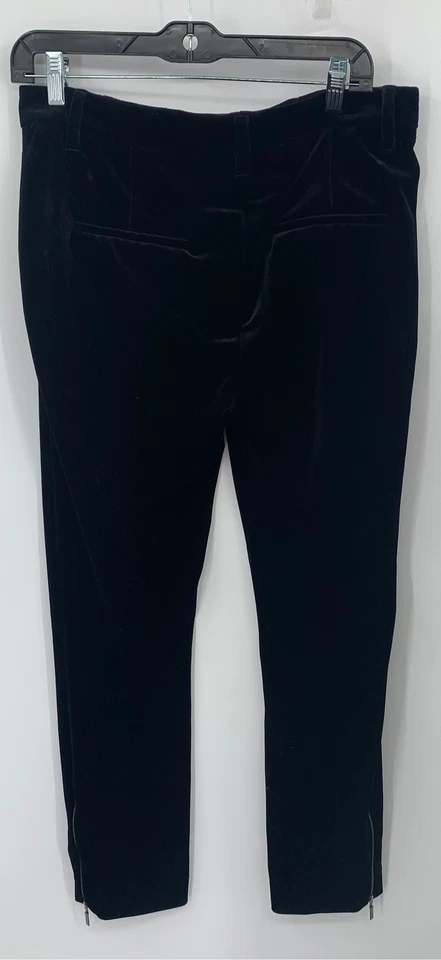 Pantalones de vestir Brunello Cucinelli para mujer de terciopelo negro con cremallera talla 10 Foto 2 de 4