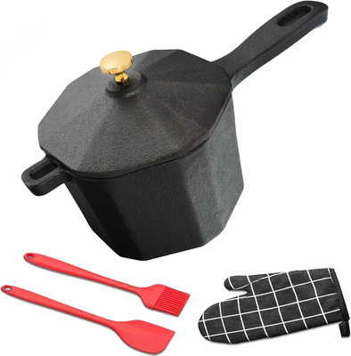 #ad Cast Iron Sauce Pan with Lid Small Cast Iron Basting Pot with Silicone Basting $13.63