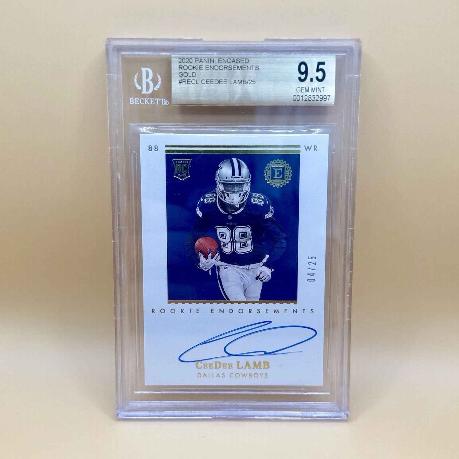 CeeDee Lamb Panini Encased Rookie Endorsements #RECL Sapphire-Black Box 1/1