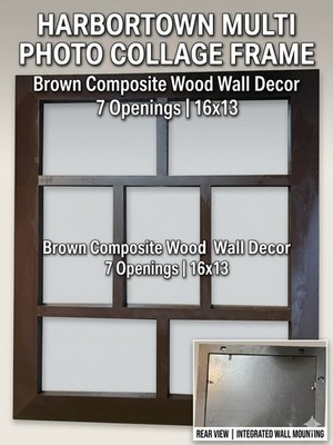 Harbortown Brown Composite Wood 7 Opening Photo Collage Frame 16x13