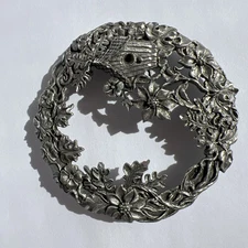 Pewter Candle Lid Rawcliffe Pewter 1995 Floral Design PC2933 VTG