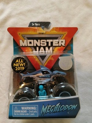 Monster Jams Megalodon (Blue/Gray) 1:64 Scale, 2019 1st Release with Figure