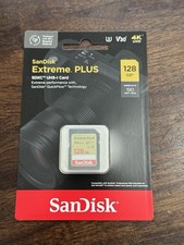 Brand New SanDisk Extreme PLUS 128GB SDXC UHS-I Memory Card In Packaging