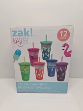 Zak Designs 25 oz Color Changing Tumbler 12 Pack Set Reusable Plastic
