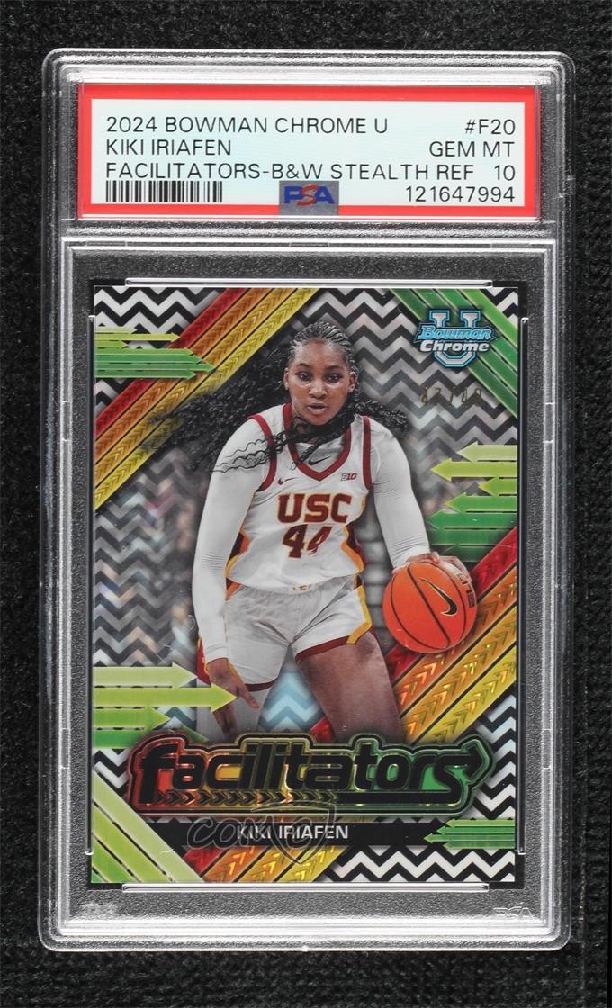 2024-25 Bowman U Chrome Black & White Stealth Refractor 47/48 Kiki Iriafen 0r0s