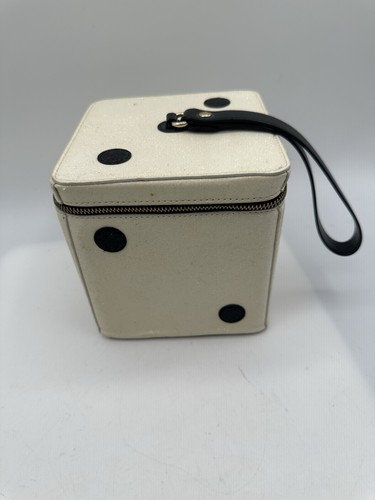 Portamonete Kate Spade dadi mini borsa scintillante avorio nero da polso - Foto 2 di 7
