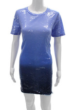 Michael Michael Kors Women T-Shirt Dress Blue Short Sleeve Crew Neck Size L