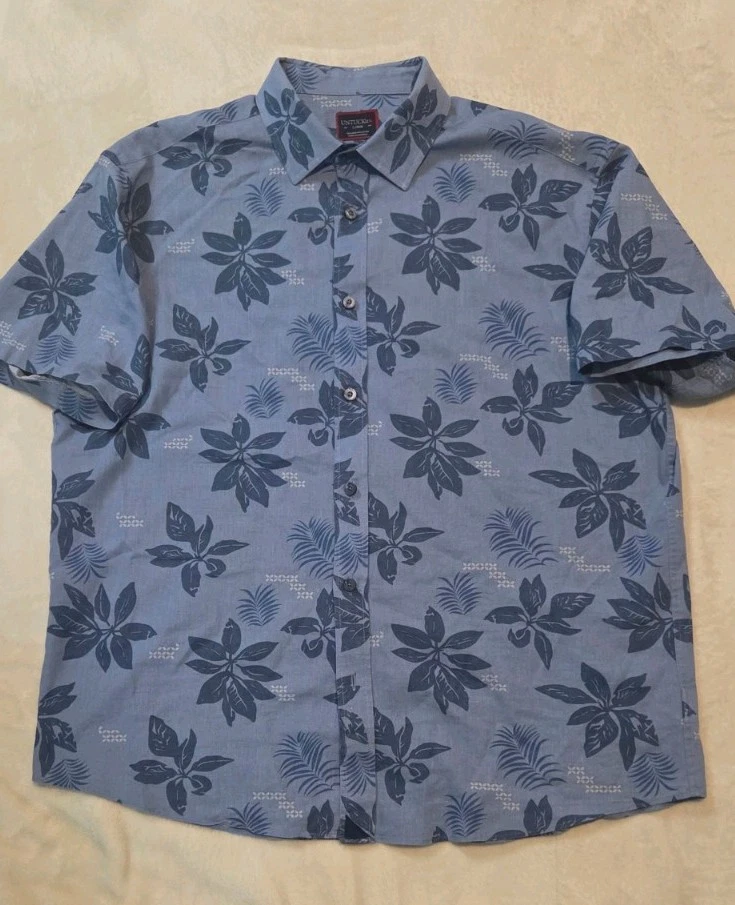 UNTUCKit Men's BAIRRADA FLORAL LINEN BLEND HAWAIIAN PREPPY CLASSICCORE LARGE