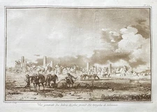 Selinunte Ancient Ruins Sicily Sicilia Etching Incisione Sepia 1780