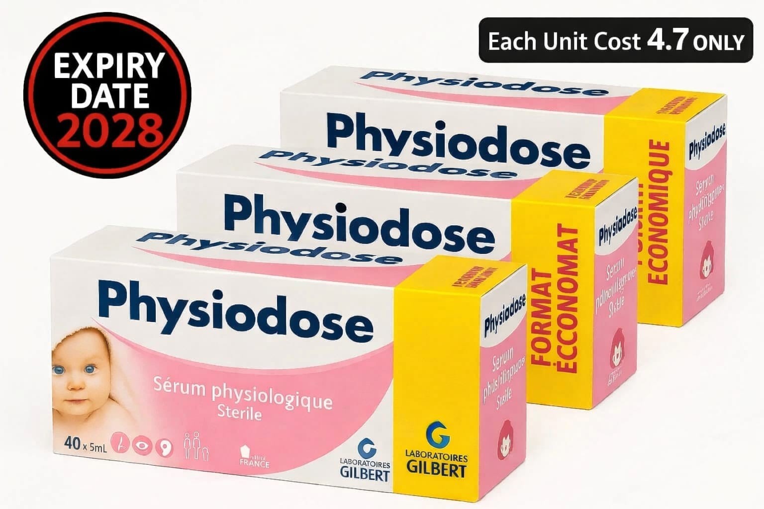 Physiodose Sterile Physiological Serum 3x40 - 5ml Baby Nasal Eye Saline Solution