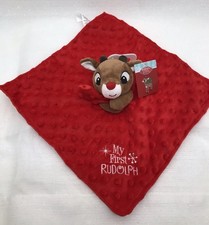 Rudolph Red Nosed Reindeer Rattle Snuggle Security Blanket MY First RUDOLPH
