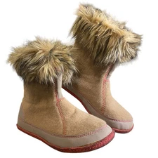 Sorel Cozy Joan Felt Boots Faux Fur Blue Womens 6 Cozycore Cabincore Rustic Boho