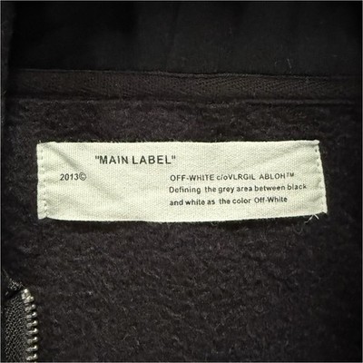 Off-White Black Cotton Fleece Hoodie Graphic Print Full Zip Drawstring