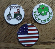 Golf Magnetic Ball Markers Set 3 Some Bling Golf Cart, Flag, Hole in One GolfT3