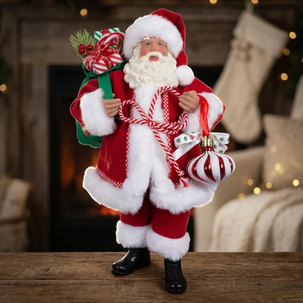 Weihnachtsmann 38Cm Deko Figur Weihnachten Stehend Nikolaus Rot Geschenkesack-image