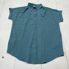 Fashion Nova Dress Womens 1X Green Amelia Mini Shirt Dress Button Front Pockets