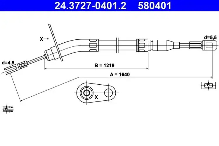 Handbrake cable 24.3727-0401.2 ATE for MERCEDES-BENZ 123 Saloon 123 T-Model