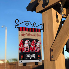 Happy Valentine's Day Garden Flag Gnome Truck LOVE Hearts Yard Decor Banner