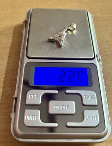 925 Plata Esterlina TORRE EIFFEL Charm Colgante Cz Pequeña Joyería Mínima... - Imagen 6 de 6
