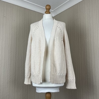 Woolovers cremefarbene Strickjacke Damen Größe M Medium leicht vorne offen Freizeit