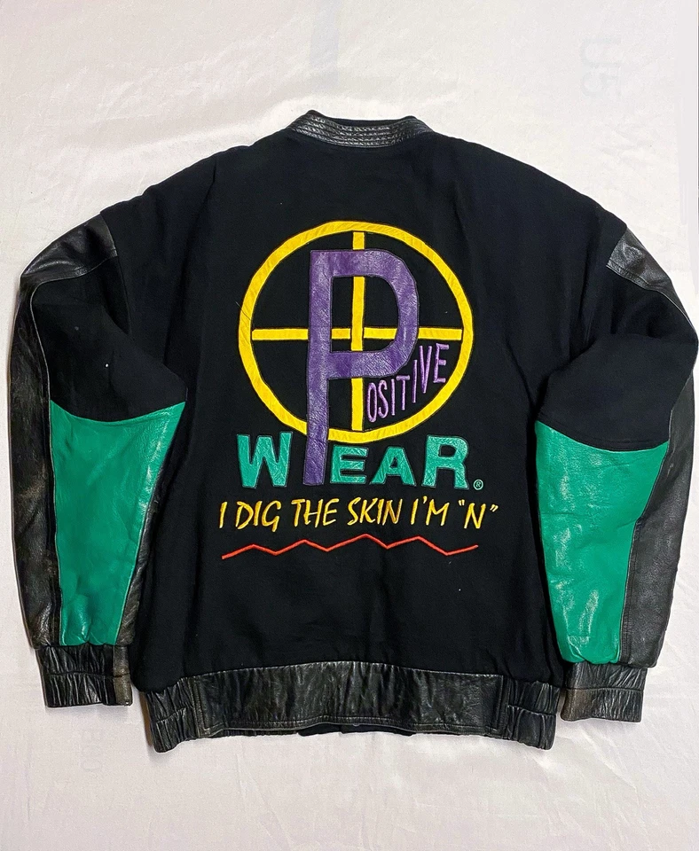 Chaqueta Universitaria De Colección Positive Wear Cuero XL 2XL Púrpura Negra Lana 2Pac Kani Foto 2 de 4