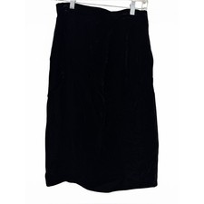 Valentino Vintage 90's Size 8 Black Velvet Made in Italy Pencil Skirt B1