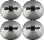 4x 83mm BRUSHED with Black Wheel Center Caps Fits Chevy Silverado Suburban Tahoe