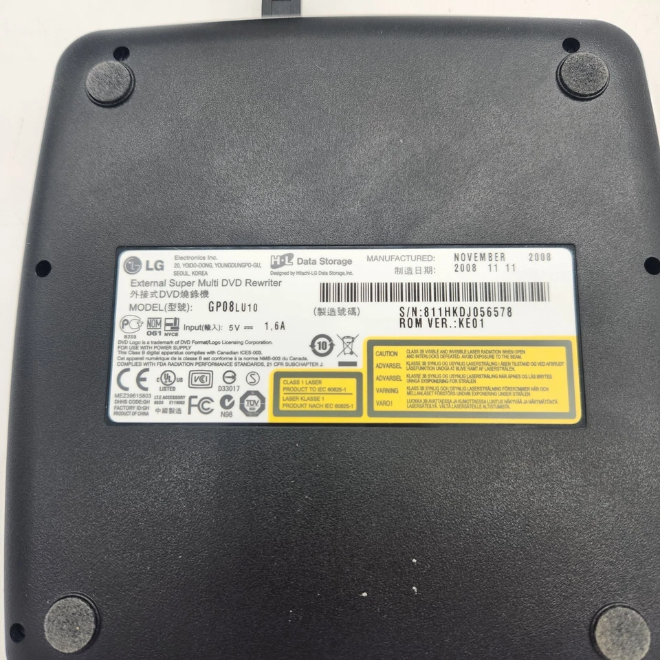 LG GP08LU10 8X Delgado Portátil Externo Super Multi DVD Regrabadora Foto 3 de 4