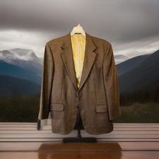 Oscar De La Renta Mens 43 R Tweed Houndstooth Plaid 2-Button Suit Blazer Wool