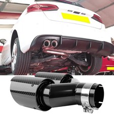 For Audi A3 1.8/2.0 TFSI Carbon Fiber 2.5" In 4" Out Muffler Dual Exhaust Tips