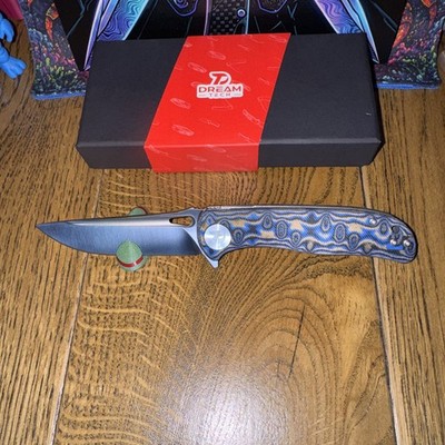 Dream tech D3898MBL Back Flip. Liner Lock. D2 Steel. Blue Multi Colored Micarta
