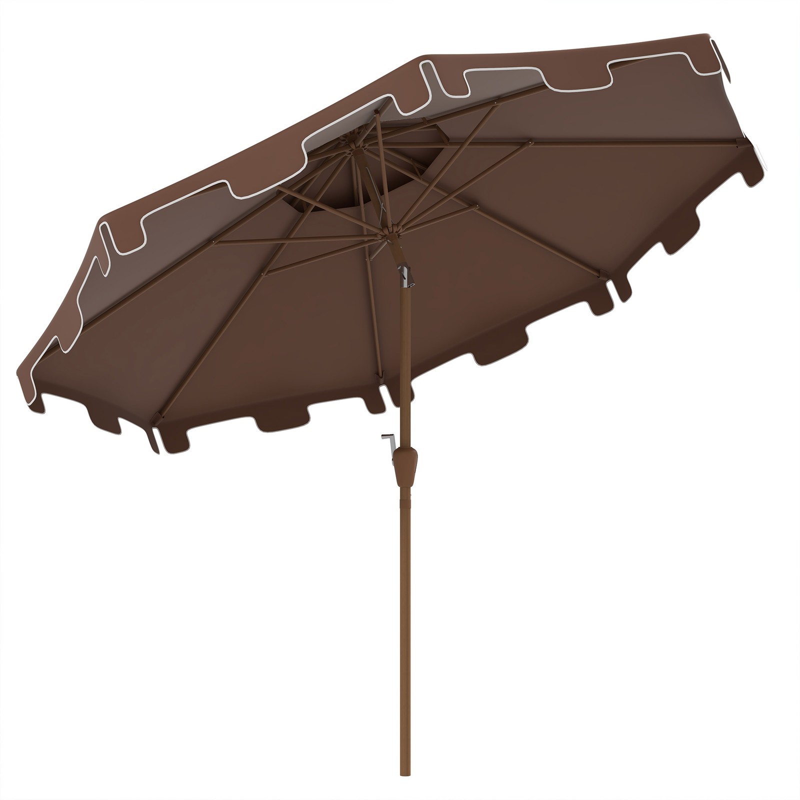 9' Patio Umbrella with Push Button Tilt and Crank, Double Top Ruffled Outdoor
